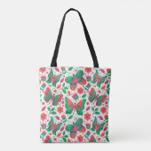 Schmetterlinge, Blume und Blätter Tasche (Rückseite)