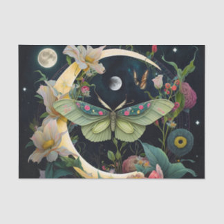 Schmetterlinge, Blume und der Mond Seidenpapier