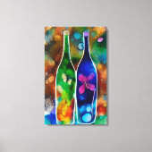 Schmetterlinge, Blume und Flaschen Leinwanddruck (Vorderseite)