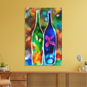 Schmetterlinge, Blume und Flaschen Leinwanddruck (Insitu (Wohnzimmer))