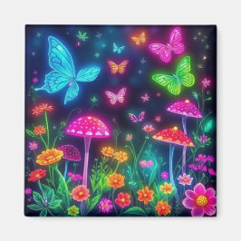 Schmetterlinge Blume und Pilze-Fairycore Magnet