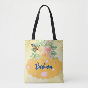 "Schmetterlinge, Blume und Punkte" Tasche
