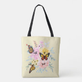 "Schmetterlinge, Blume und Punkte" Tasche (Rückseite)