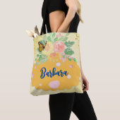 "Schmetterlinge, Blume und Punkte" Tasche (Von Nahem)
