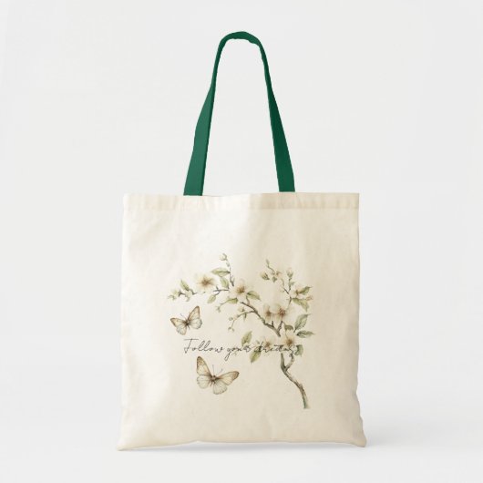 Schmetterlinge Blumen Baum Folge Deinen Träumen Tragetasche (Vorne)
