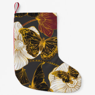 Schmetterlinge & Blumen: Frühling Boho Muster Kleiner Weihnachtsstrumpf