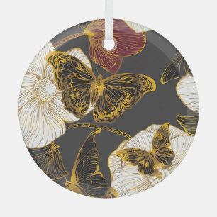 Schmetterlinge & Blumen: Frühling Boho Muster Ornament Aus Glas