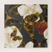 Schmetterlinge & Blumen: Frühling Boho Muster Puzzle (Horizontal)