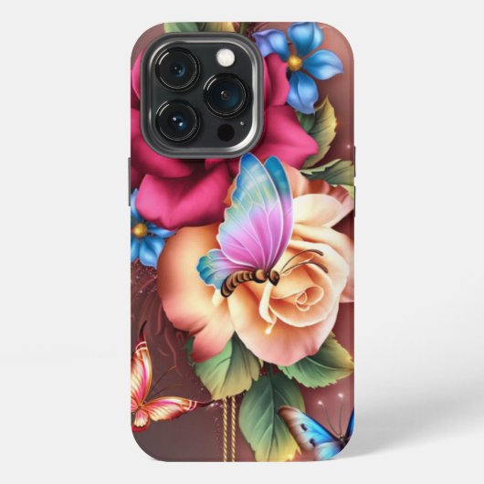 Schmetterlinge & Blumen iPhone Hülle (Hinten)