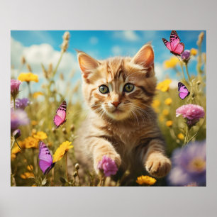 *~* Schmetterlinge Blumen Kätzchen 5:4  Kitten Kat Poster