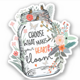 Schmetterlinge Blumen Mason Jar Zitat Spruch Aufkleber