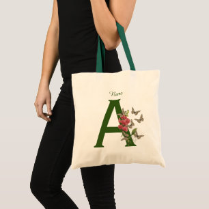 Schmetterlinge Blumen Monogramm Initiale A Persona Tragetasche