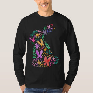 Schmetterlinge Blumen Osterhase Spaß für Frühling  T-Shirt