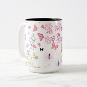 Schmetterlinge & Blumen Tasse | Schöne Blumenmuste (Vorderseite Links)