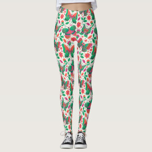 Schmetterlinge, Blumen und Blätter Leggings
