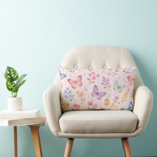 Schmetterlinge Blumen und Noten Lendenkissen