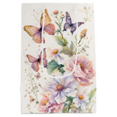 Schmetterlinge Blumengeweih für Brautparty Mittlere Geschenktüte (Rückseite)