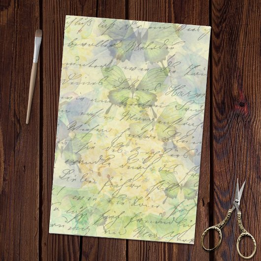 Schmetterlinge Blumenhandschrift Dekoupage Seidenpapier
