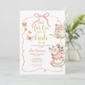 Schmetterlinge Blumenkohl Brautparty Tee Party Einladung (Stehend Vorderseite)