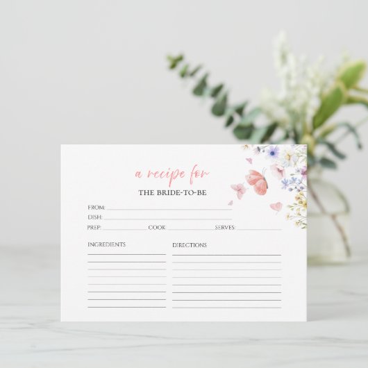 Schmetterlinge Blumenkrebskarten für Brautparty Einladung (Stehend Vorderseite)
