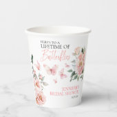 Schmetterlinge Blumenrosa Brautparty Pappbecher (Vorderseite)