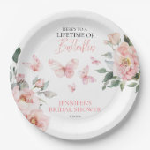 Schmetterlinge Blumenrosa Brautparty Pappteller (Vorderseite)