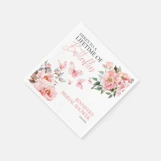 Schmetterlinge Blumenrosa Brautparty Serviette (Ecke)