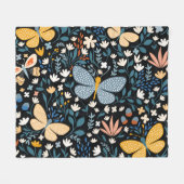 Schmetterlinge Blüte: Handgezeichnet Nahtlos. Fleecedecke (Vorderseite (Horizontal))