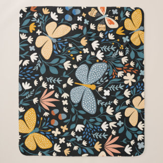 Schmetterlinge Blüte: Handgezeichnet Nahtlos. Sherpadecke