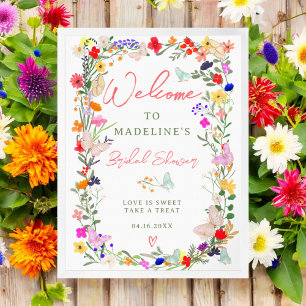Schmetterlinge boho helle Wildblumen Begrüßung Poster