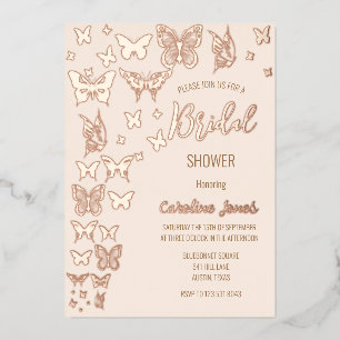 Schmetterlinge Boho Pink Gold Foil Brautparty Folieneinladung