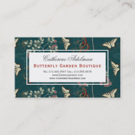 Schmetterlinge Botanisches Vintages dunkles Grün E Visitenkarte