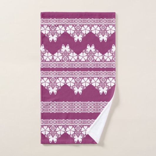 Schmetterlinge Burgundy Badhandtuch Set (Handtuch)