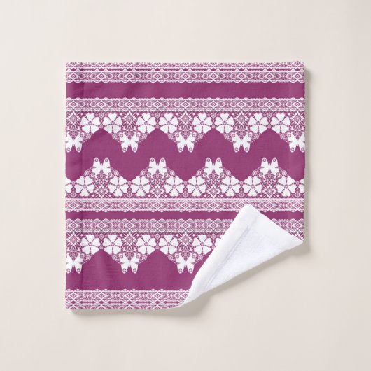 Schmetterlinge Burgundy Badhandtuch Set (Waschlappen)