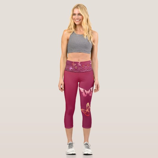 Schmetterlinge Capri Leggings (Vorderseite)