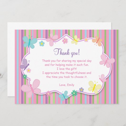 Schmetterlinge danken Ihnen zu kardieren Dankeskarte (Vorne/Hinten)