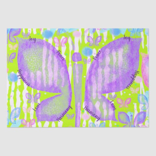Schmetterlinge der Liebe Joy Peace Happiness Harmo Seidenpapier (Vorderseite)