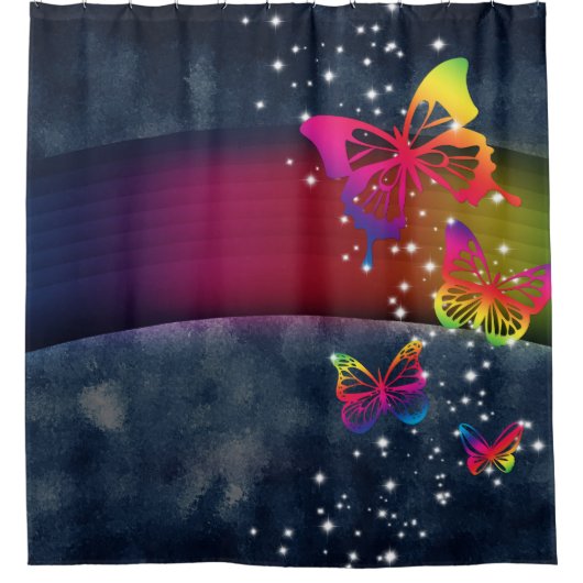 Schmetterlinge der Regenbogen-n Duschvorhang (Vorderseite)