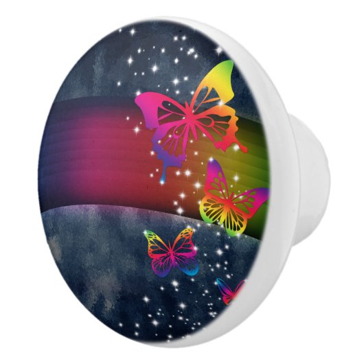 Schmetterlinge der Regenbogen-n Keramikknauf (Rechts)