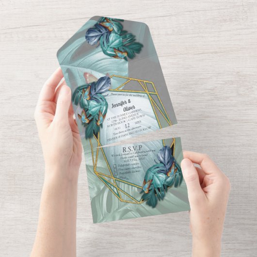 Schmetterlinge des Paradieses All In One Einladung (Abreißen)