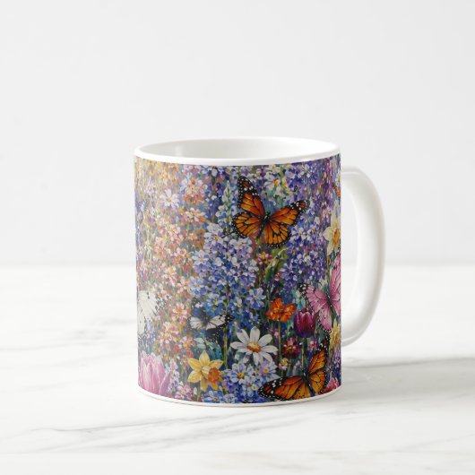 Schmetterlinge des Paradieses – Eine farbenfrohe W Kaffeetasse (VorderseiteRechts)