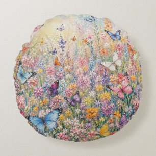 Schmetterlinge des Paradieses – Eine farbenfrohe W Rundes Kissen