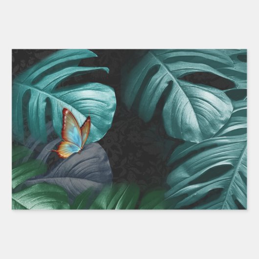 Schmetterlinge des Paradieses tropisches Türkis Geschenkpapier Set (Vorderseite 3)