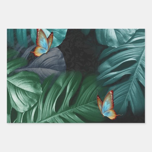 Schmetterlinge des Paradieses tropisches Türkis Geschenkpapier Set (Vorderseite 2)
