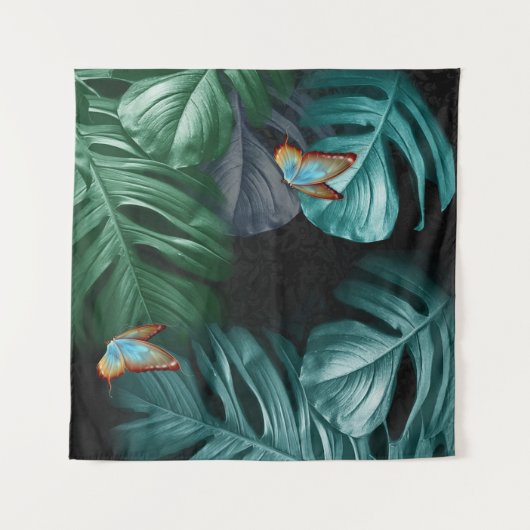 Schmetterlinge des tropischen tropischen türkisfar wandteppich (Vorderseite (Horizontal))