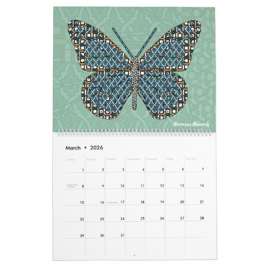 Schmetterlinge des Weltkalenders Kalender (Mär 2026)