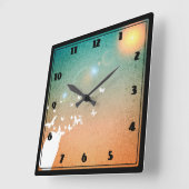 Schmetterlinge, die in Richtung zum Sun fliegen Quadratische Wanduhr (Winkel)