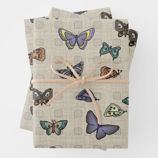 Schmetterlinge, die Papierfolien umhüllen Geschenkpapier Set (Beispiel)