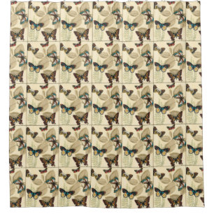 Schmetterlinge, die über Blätter gleiten Duschvorhang