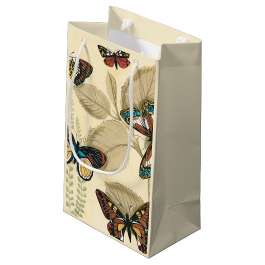 Schmetterlinge, die über Blätter gleiten Kleine Geschenktüte (Rückseite Schrägansicht)